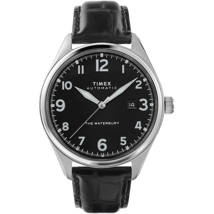 Timex Men's Watch - Waterbury Automatic Date Display Black Dial Strap | TW2T69600ZV ,