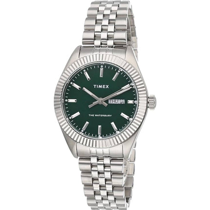 Timex Men's Watch - Waterbury Legacy Green Dial Stainless Steel Bracelet | TW2V18100VQ ,