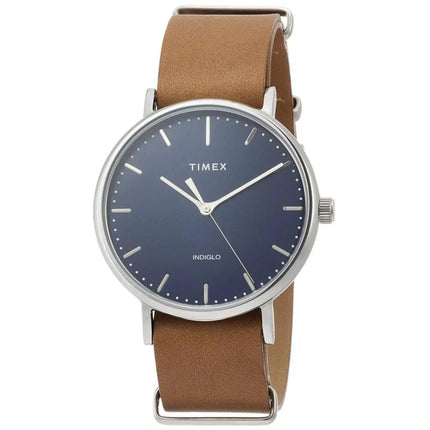 Timex Men's Watch - Weekender Fairfield Blue Dial Brown Leather Strap | TW2P97800VQ ,