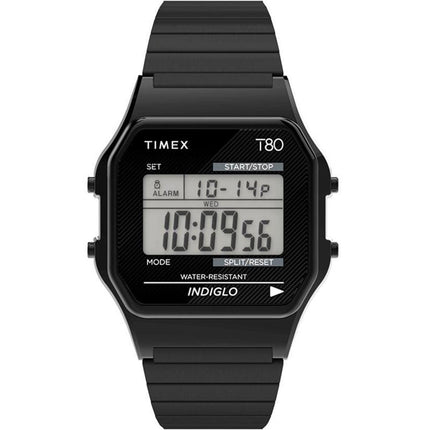Timex Unisex Chronograph Watch - T80 Digital Dial Black Bracelet | TW2R67000YB ,
