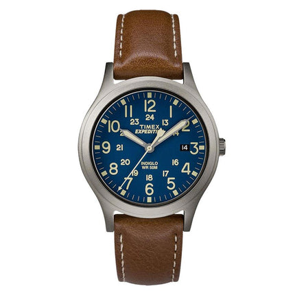 Timex Unisex Strap Watch - Expedition Scout Quartz Blue Dial Leather | TW4B11100JV ,