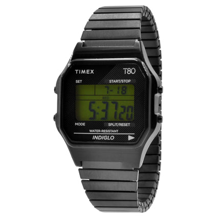 Timex Unisex Watch - T80 Grey Dial Black Stainless Steel Expansion Band | TW2R67000 ,