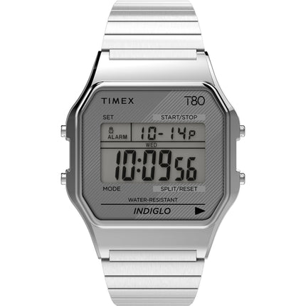 Timex Unisex Watch - T80 Grey Dial Silver Stainless Steel Expansion Band | TW2R79100 ,