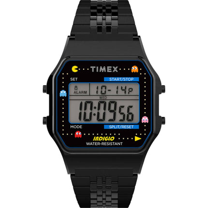 Timex Unisex Watch - T80 Pac-Man Chrono Digital Dial Black Bracelet | TW2U32100YB ,