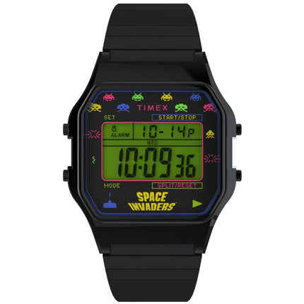 Timex Unisex Watch - T80 Space Invaders Alarm Black Expansion Bracelet | TW2V39900JR ,