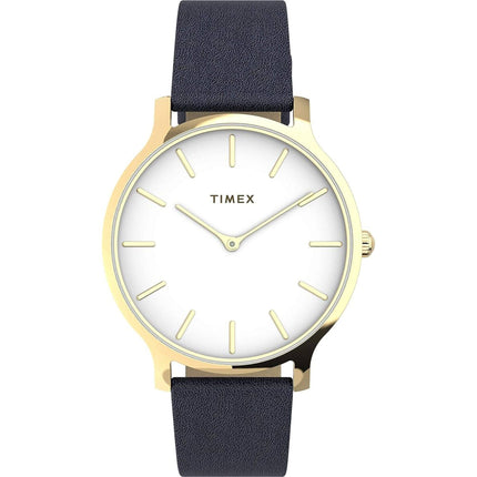 Timex Women's Dress Watch - Quartz White Dial Genuine Leather Strap | TW2V049009J ,