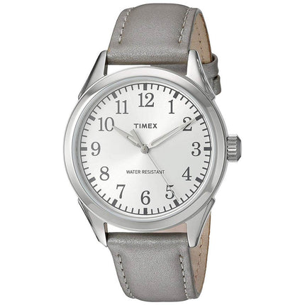 Timex Women's Quartz Watch - Briarwood Silver Tone Dial Leather Strap | TW2P99400 ,