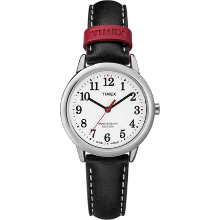 Timex Women's Quartz Watch - Easy Reader White Dial Black Leather Strap | TW2R40200 ,