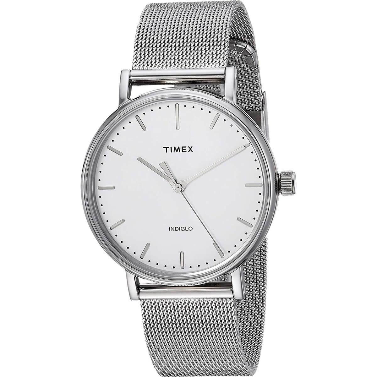 Timex Silver Mesh Indiglo Watch Vintage Timex Indiglo WR 30M Classic Silver Calendar Womens  main image 2