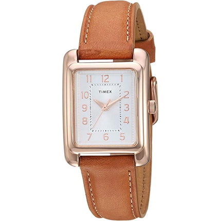 Timex Women's Quartz Watch - Meriden Silver Dial Leather Strap | TW2R89500 ,