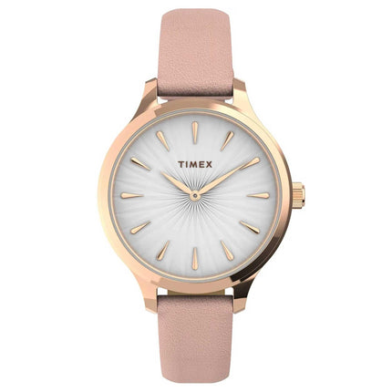 Timex Women's Quartz Watch - Peyton White Dial Genuine Leather Strap | TW2V06700VQ ,