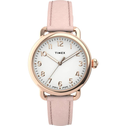 Timex Women's Quartz Watch - Standard Silver Dial Rose Leather Strap | TW2U13500VQ ,