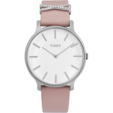 Timex Women's Quartz Watch - Transcend White Dial Leather Strap | TW2T47900 ,