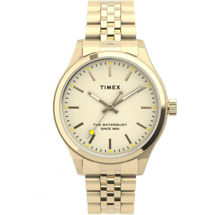 Timex Women's Quartz Watch - Waterbury Cream Dial Yellow Gold Bracelet | TW2U23200VQ ,