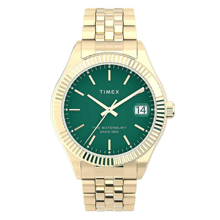 Timex Women's Quartz Watch - Waterbury Legacy Green Dial Steel Bracelet | TW2V31700VQ ,
