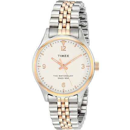 Timex Women's Quartz Watch - Waterbury White Dial Two Tone Bracelet | TW2T49200VQ ,