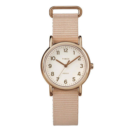 Timex Women's Strap Watch - Weekender Cream Dial Quartz Pink Nylon | TW2R59900JV ,