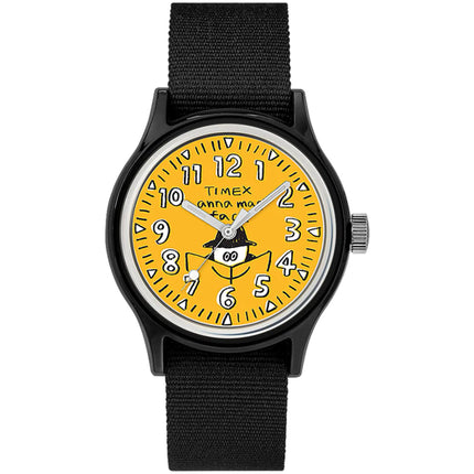 Timex Women's Watch - Anna Mag Face Yellow Dial Black Nylon Strap Quartz | TWLB38100VQ ,