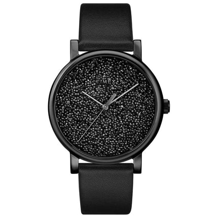 Timex Women's Watch - Crystal Opulence Black Brass Case Leather Strap | TW2R95100JT ,