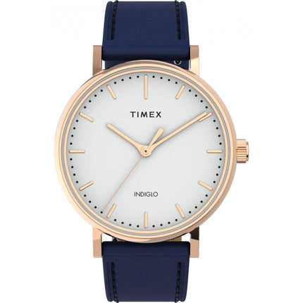 Timex Women's Watch - Fairfield White Dial Blue Leather Strap Quartz | TW2U95900VQ ,