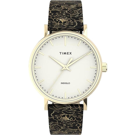 Timex Women's Watch - Fairfield White Dial Floral Pattern Strap Quartz | TW2U40700VQ ,