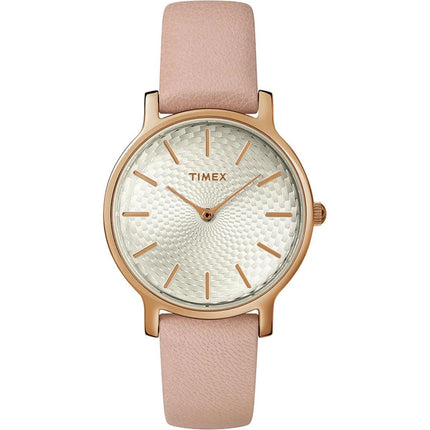 Timex Women's Watch - Metropolitan Silver Tone Dial Pink Leather Strap | TW2R85200 ,
