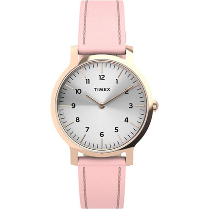 Timex Women's Watch - Norway Silver Dial Pink Leather Strap Quartz | TW2U22700VQ ,