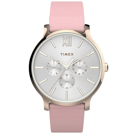 Timex Women's Watch - Transcend Quartz White Dial Pink Leather Strap | TW2T74300VQ ,