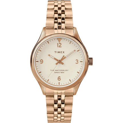 Timex Women's Watch - Waterbury Cream Dial Rose Gold Bracelet | TW2T36500VQ ,