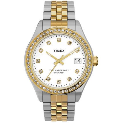 Timex Women's Watch - Waterbury White Dial Two Tone Steel Bracelet | TW2U53900VQ ,