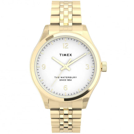 Timex Women's Watch - Waterbury White Dial Yellow Gold Bracelet | TW2T74800VQ ,