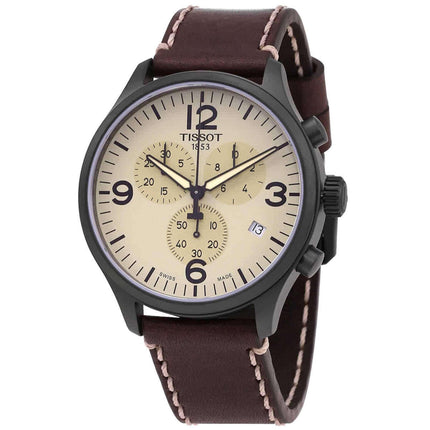Tissot Men's Chrono Watch - Chrono XL Quartz Beige Dial Leather Strap | T1166173626700 ,