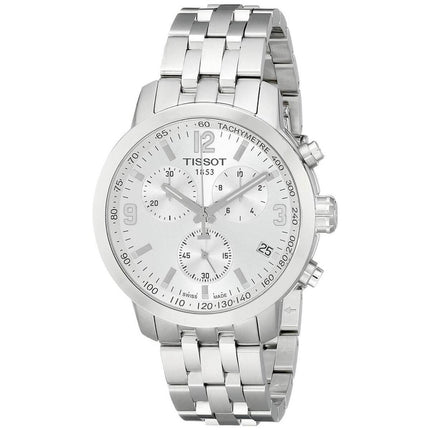 Tissot Men's Chronograph Watch - PRC 200 Silver Tone Dial Bracelet | T0554171103700 ,