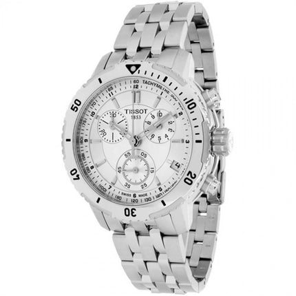 Tissot Men's Chronograph Watch - PRC 200 Silver Tone Dial Bracelet | T0674171103100 ,
