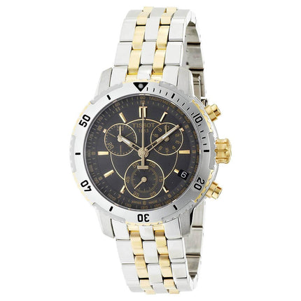 Tissot Men's Chronograph Watch - PRS 200 Black Dial Two Tone Bracelet | T0674172205100 ,
