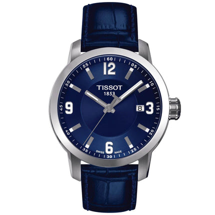 Tissot Men's Quartz Watch - PRC 200 Blue Dial Leather Strap | T0554101604700 ,