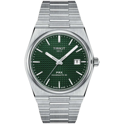 Tissot Men's Watch - PRX Powermatic 80 Green Dial Steel | T1374071109100 ,