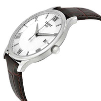 Tissot Men's Watch - Tradition Silver Tone Dial Brown Leather Strap | T0636101603800 ,