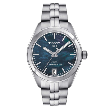 Tissot Women's Automatic Watch - PR 100 MOP Dial Silver Bracelet | T1012071112100 ,
