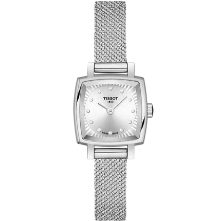 Tissot Women's Diamond Watch - Lovely Square Quartz Grey Bracelet | T0581091103600 ,