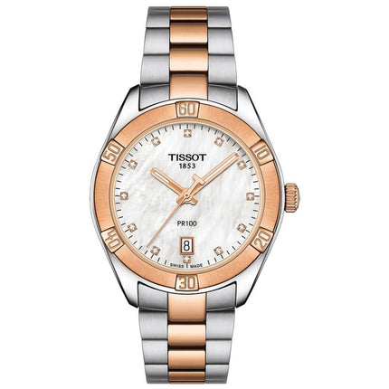 Tissot Women's Watch - PR 100 Sport Chic White MOP Dial TT Bracelet | T1019102211600 ,