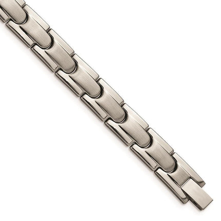 Titanium Brushed and Polished w/Syn. Germanium 8.5in Link Bracelet ,
