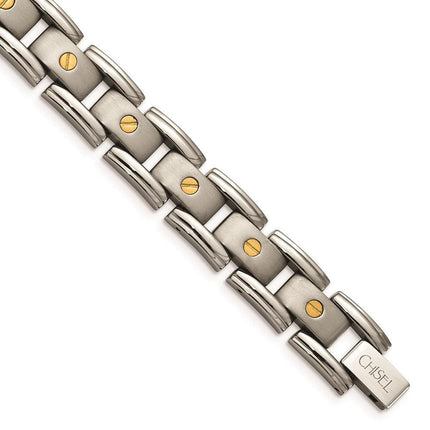 Titanium with 14k Inlay Accent Bracelet ,