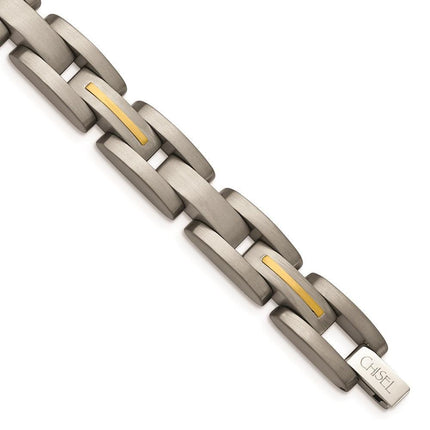 Titanium with 14k Yellow Inlay Accent Bracelet ,