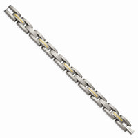 Titanium with 14k Yellow Inlay Accent Bracelet ,