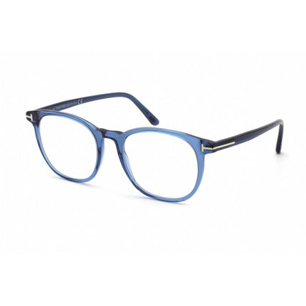 Tom Ford Men's Eyeglasses - Clear Lens Shiny Blue Plastic Round, 53mm | FT5754-B 090 ,