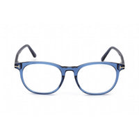 Tom Ford Men's Eyeglasses - Clear Lens Shiny Blue Plastic Round, 53mm | FT5754-B 090 ,