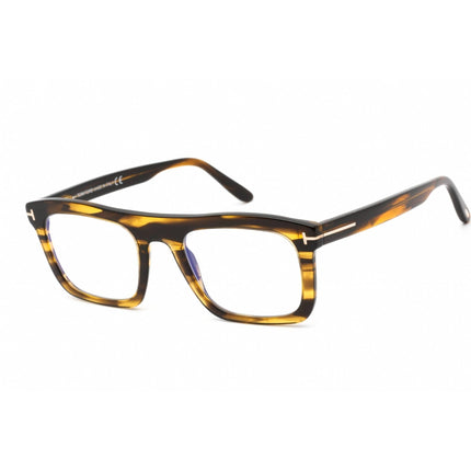 Tom Ford Men's Eyeglasses - Colored Havana Plastic Rectangular Frame | FT5757-B 055 ,