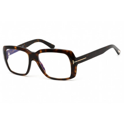 Tom Ford Men's Eyeglasses - Rectangular Shape Dark Havana Plastic Frame | FT5822-B 052 ,
