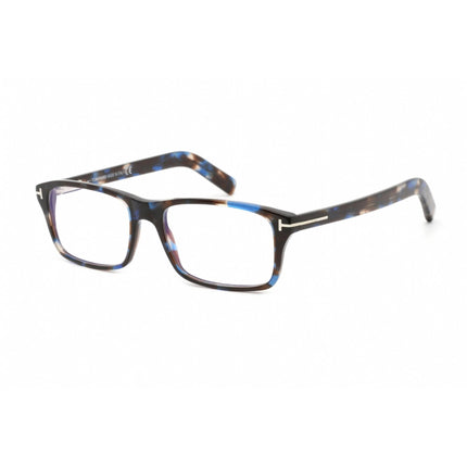 Tom Ford Men's Eyeglasses - Shiny Blue Havana Plastic Rectangular Frame | FT5663-B 056 ,
